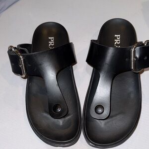 Prada Black Leather Sandals